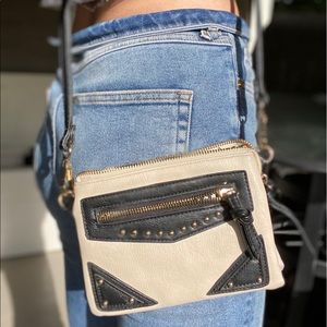 Black and Cream Studded Crossbody Bag